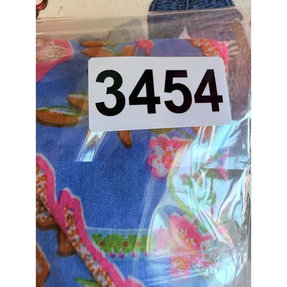 Gretchen Scott Womens XS Blue Orange Pink Tropical Floral Bead V-Neck Tunic Top - Picture 10 of 10